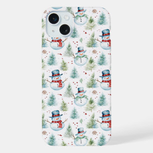 Coque iPhone 15 Plus Noël Snowmen sans fil Motif