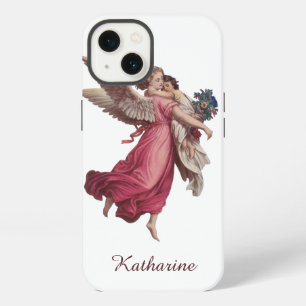 Etui iPhone 13 Noël vintage, ange gardien victorien