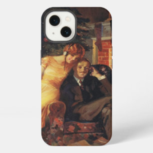 Etui iPhone 13 Noël vintage, couple d'amour et de romance