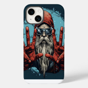 Coque Pour iPhone 14 Noël Vintage Santa Heavy Metal Rock and Roll