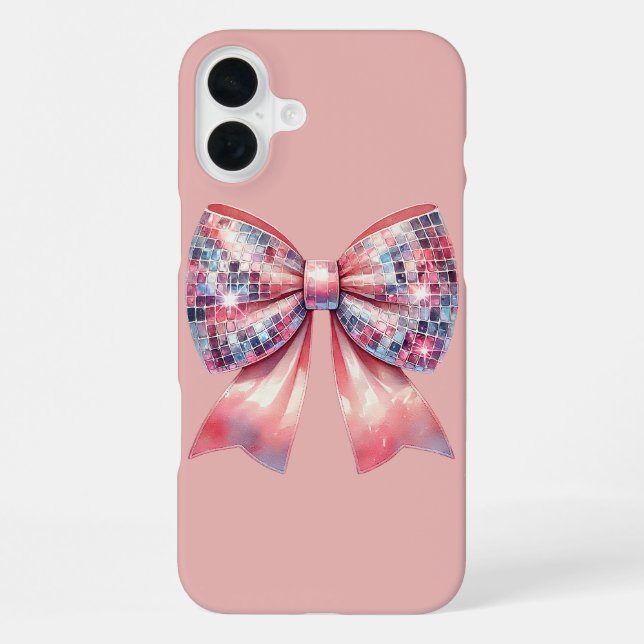 Coque iPhone Nœud boule disco rose (Verso)