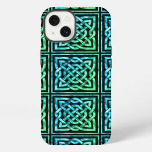 Etui iPhone 13 Nœud celtique - Carré Bleu Vert