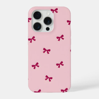 Coque iPhone 15 Pro Nœud ruban Bourgogne motif rose
