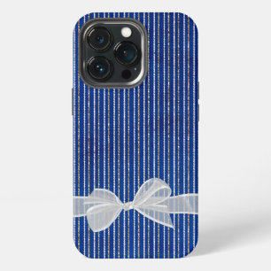 Etui iPhone 13 Pro Nœud sur rayures pailletées