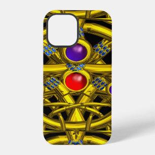 COQUE iPhone 12 PRO NOEUDS CELTIQUES ABSTRAITS EN OR AVEC DES GEMMES C