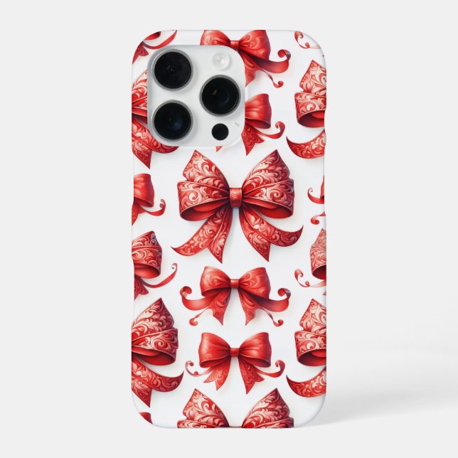 Coque iPhone Nœuds de Noël rouges (Verso)