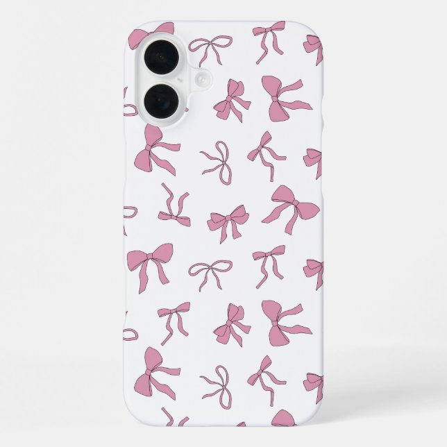 Coque iPhone Nœuds mignons rose et blanc (Verso)