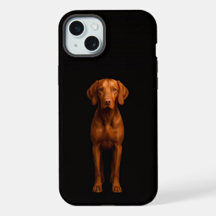 Coque iPhone 15 Plus Noir 4 Luxe, Chien Vizsla Agile iPhone 15 Plus