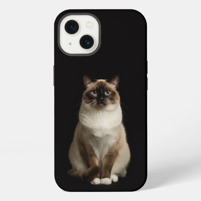 Coque iPhone Noir 4 Luxe iPhone 13, Chat Birman (Verso)