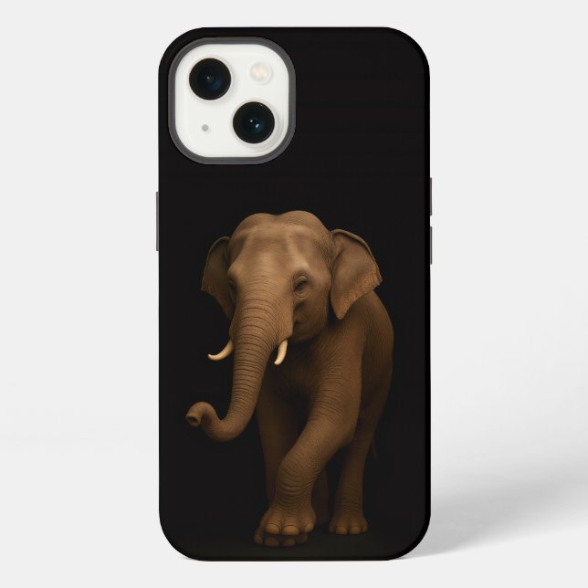 Coque iPhone Noir 4 Luxe iPhone 13, Éléphant d'Inde (Verso)