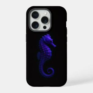 Coque iPhone 15 Pro Noir 4 Luxe iPhone 15 Pro Mate, Hippocampe Violet