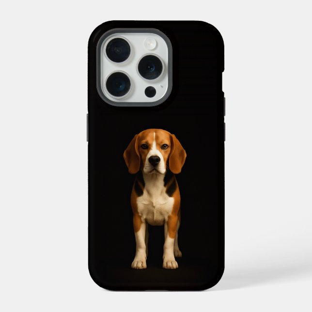Coque iPhone Noir 4 Luxe iPhone 15 Pro Mate Kind Beagle (Verso)