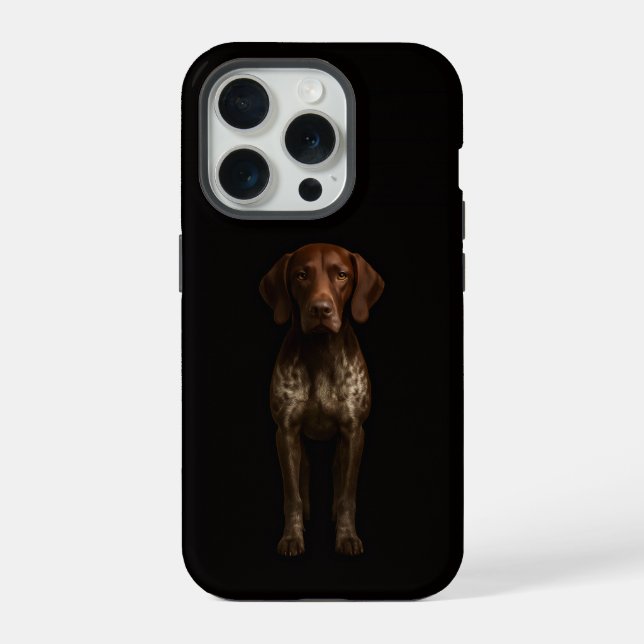 Coque iPhone Noir 4 Luxe iPhone 15 Pro Mate Pointer Allemand (Verso)