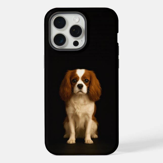 Coque iPhone Noir 4 Luxe iPhone 15 Pro Max, Cavalier Spaniel (Verso)