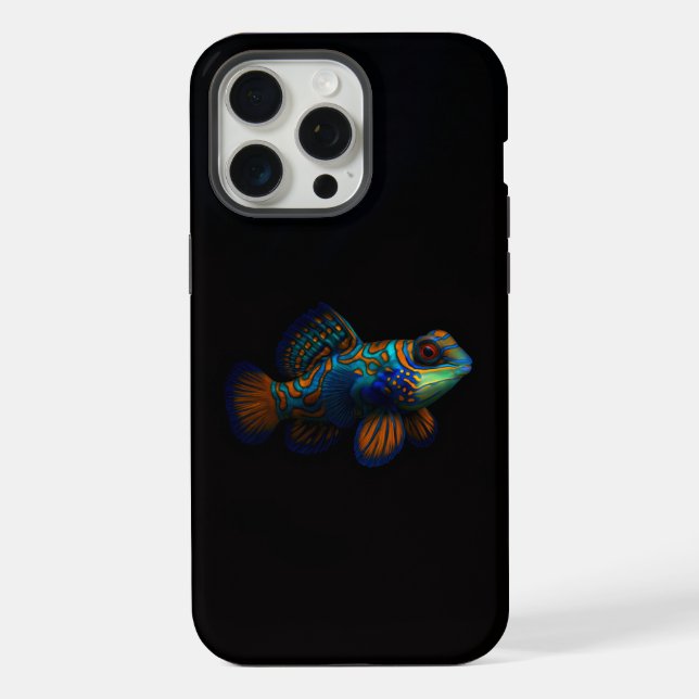 Coque iPhone Noir 4 Luxe iPhone 15 Pro Max, Dragonet Mandarin (Verso)