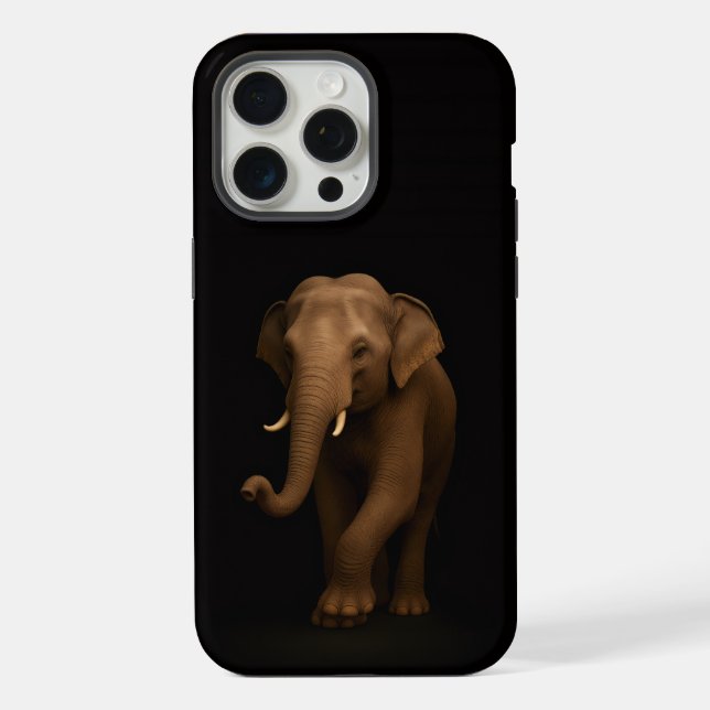 Coque iPhone Noir 4 Luxe iPhone 15 Pro Max, Éléphant d'Inde (Verso)