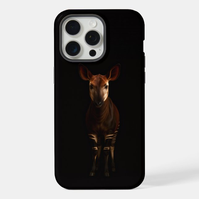 Coque iPhone Noir 4 Luxe iPhone 15 Pro Max, Okapi de la Forêt (Verso)
