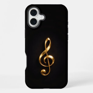 Coque iPhone 16 Plus Noir 4 Luxe iPhone 16 Plus, Clé de Sol Dorée