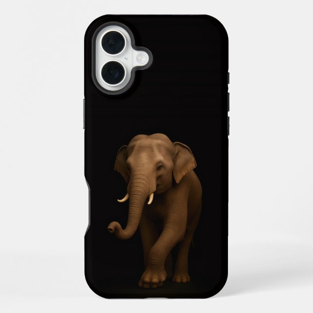 Coque iPhone Noir 4 Luxe iPhone 16 Plus, Éléphant d'Inde (Verso)