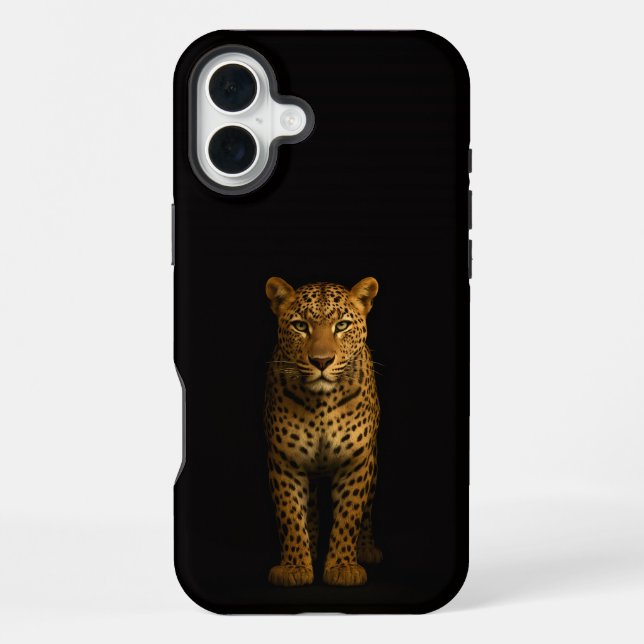 Coque iPhone Noir 4 Luxe iPhone 16 Plus, Léopard Majestueux (Verso)