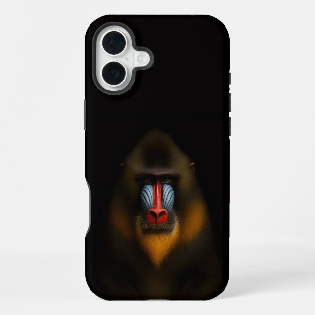 Coque iPhone Noir 4 Luxe iPhone 16 Plus, Mandrill Singe (Verso)