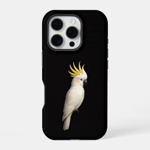 Coque iPhone 16 Pro Noir 4 Luxe iPhone 16 Pro, Cacatoès Sulphur-Cresté