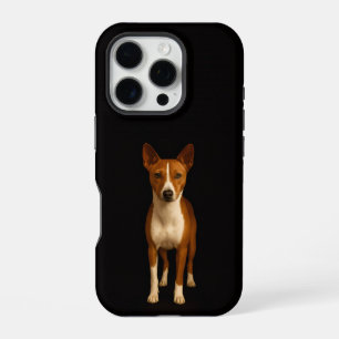Coque iPhone 16 Pro Noir 4 Luxe iPhone 16 Pro, Chien Basenji Classeux