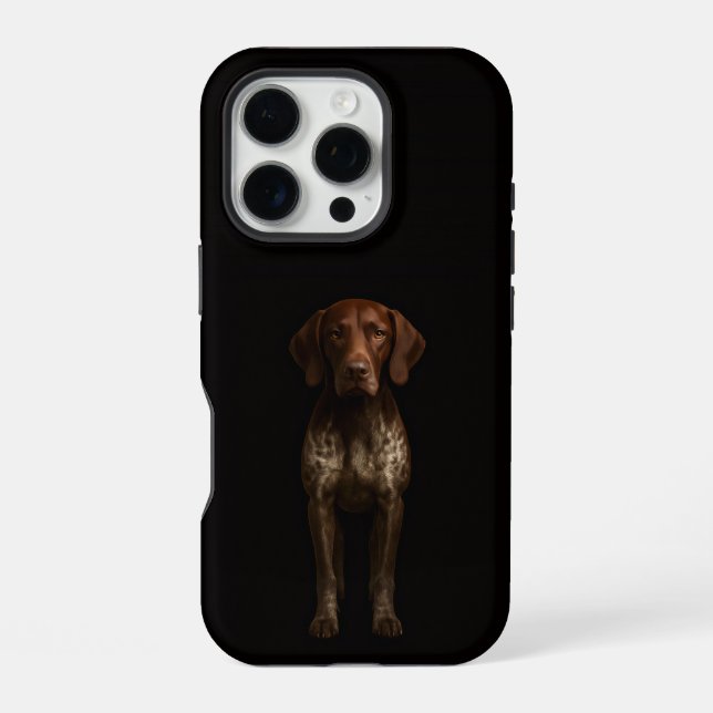 Coque iPhone Noir 4 Luxe iPhone 16 Pro, Chien Pointer Allemand (Verso)