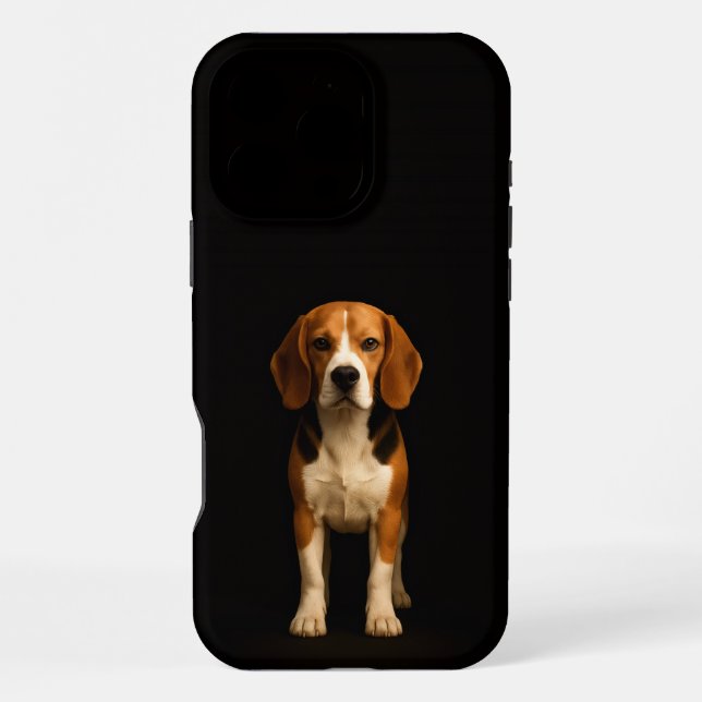 Coque iPhone Noir 4 Luxe iPhone 16 Pro Max, Beagle Gentil (Verso)