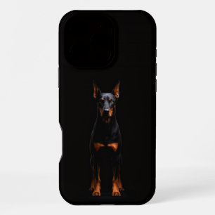 Coque iPhone 16 Pro Max Noir 4 Luxe iPhone 16 Pro Max, Doberman Gardien 