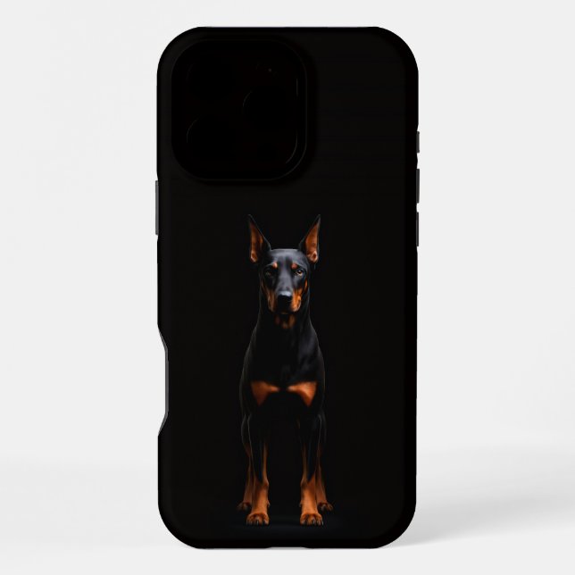 Coque iPhone Noir 4 Luxe iPhone 16 Pro Max, Doberman Gardien  (Verso)