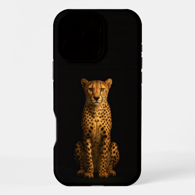 Coque iPhone Noir 4 Luxe iPhone 16 Pro Max, Guépard Élégant (Verso)