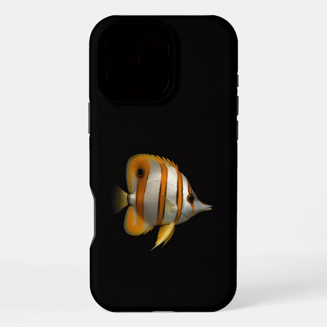 Coque iPhone Noir 4 Luxe iPhone 16 Pro Max, Poisson-papillon de (Verso)