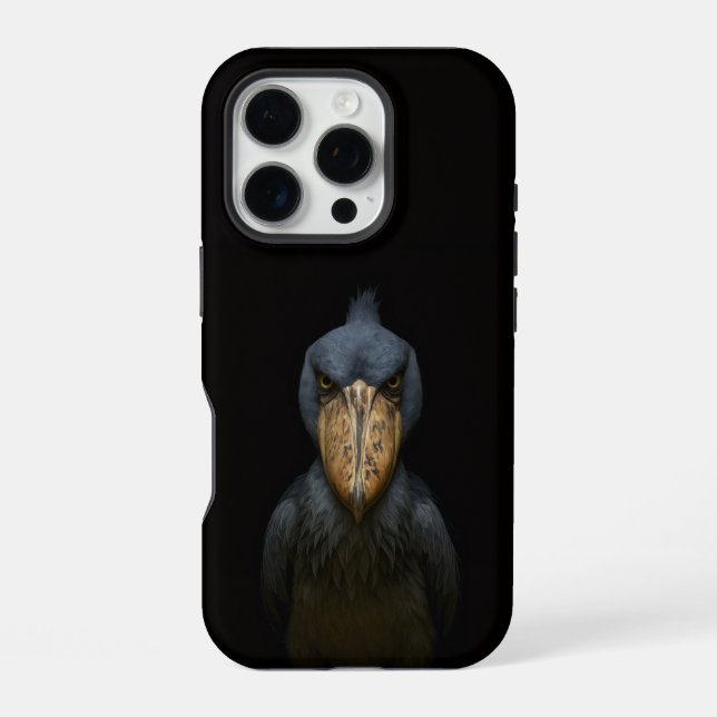 Coque iPhone Noir 4 Luxe iPhone 16 Pro, Oiseau Balaeniceps (Verso)