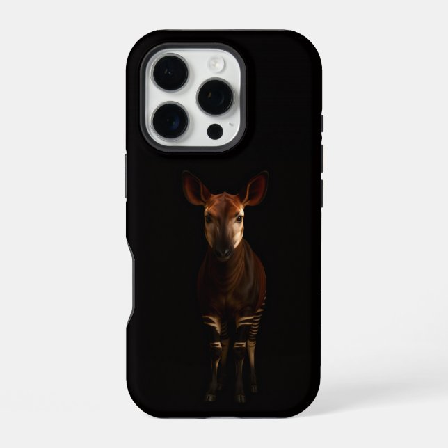 Coque iPhone Noir 4 Luxe iPhone 16 Pro, Okapi de la Forêt (Verso)