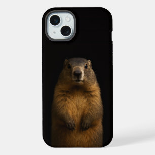 Coque iPhone 15 Plus Noir 4 Luxe, Marmotte Fluffy iPhone 15 Plus