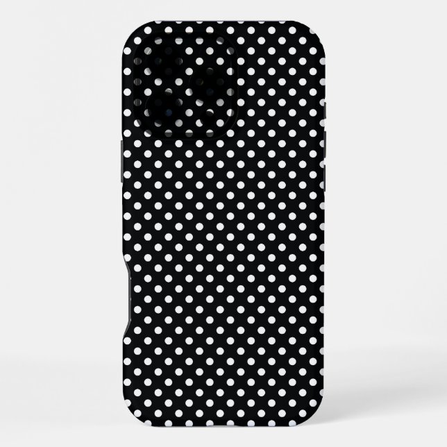 Coque iPhone Noir à pois blancs (Verso)