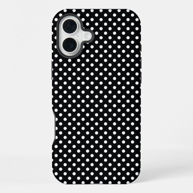 Coque iPhone Noir avec pois blancs (Verso)