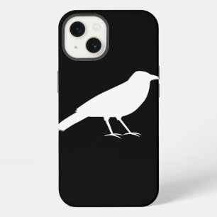 Etui iPhone 13 Noir avec un Corbeau Blanc.