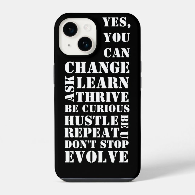 Coque iPhone Noir & Blanc Rétro Script Inspirationnel    (Verso)