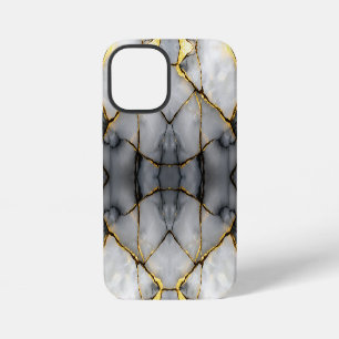 Coque iPhone 12 Mini Noir Cracké moderne Marbre blanc et noir