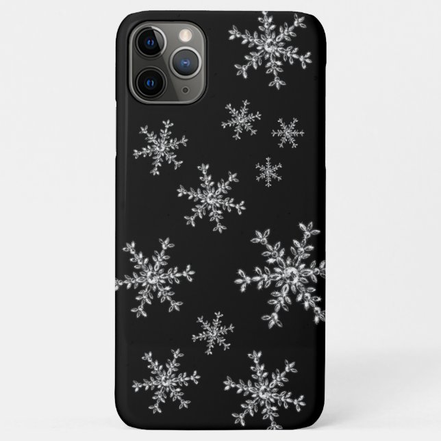 Coque iphone noir Crystal Snowflakes (Dos)