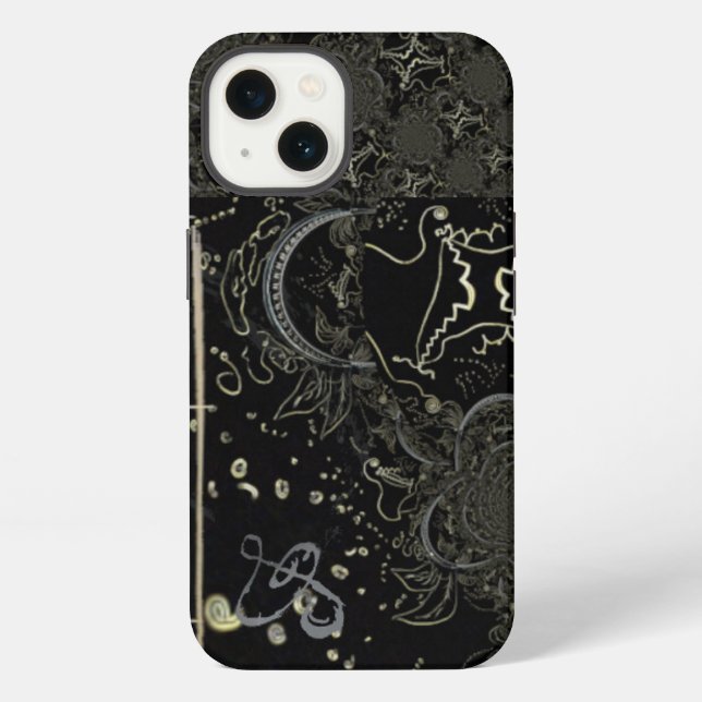 Coque iPhone Noir d'art Abstrait (Verso)