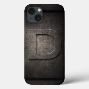 Coque iphone noir de monogramme en métal D