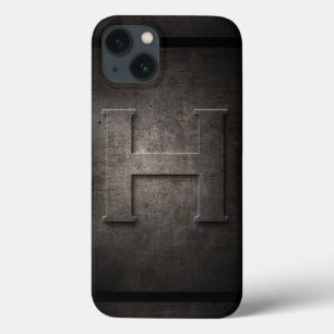 Coque iphone noir de monogramme en métal H