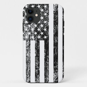 Coque iphone noir et blanc de drapeau américain