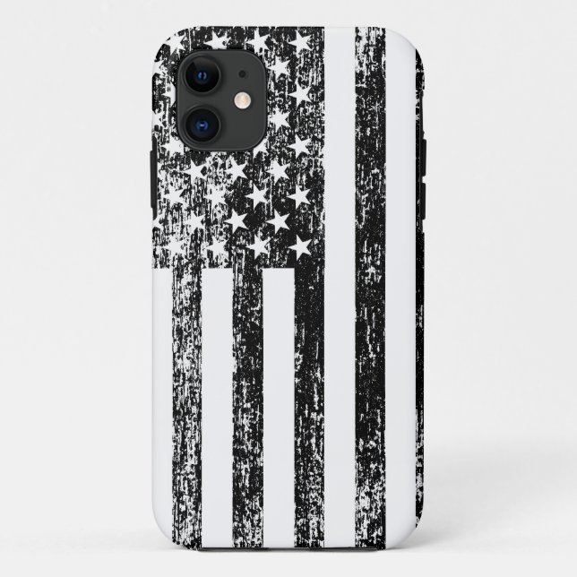 Coque iphone noir et blanc de drapeau américain (Dos)