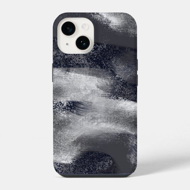 Coque iPhone Noir et blanc Moderne Abstrait Style (Verso)