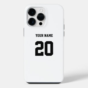 Coque Pour Pour iPhone 14 Pro Max Noir et Blanc Numéro et Nom Personnalisés