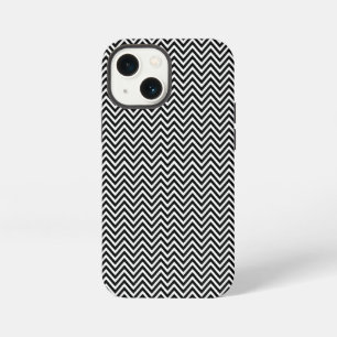Etui iPhone 13 Mini Noir et Blanc Vieux Rayures Chevron Nouvelles